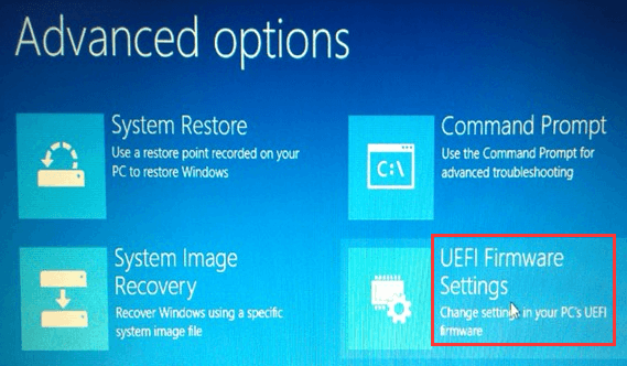 how to access uefi firmware settings in windows 10