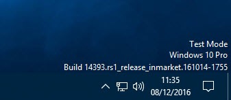 install unsigned drivers win10 - test mode in action