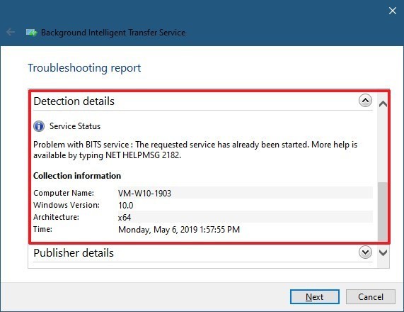 bits troubleshooter review detection details