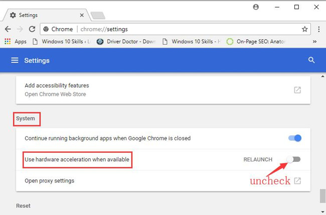 how to turn hardware acceleration on and off in chrome