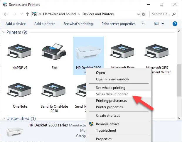 How to troubleshoot wireless default printer